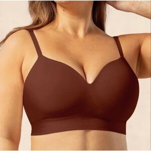 Truekind XL Supportive Comfort Wireless Shaping Bra Pull On Chocolate Brown